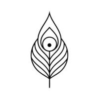 design a minimalist logo featuring a peacock feather in line art style the design should use clean, vector