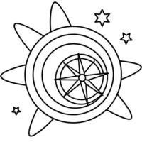 a coloring page of an space quasar with no color just black lines, illustration line art vector
