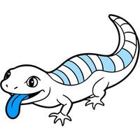 a blue-tongued skink with its tongue extended and smooth body, illustration line art vector