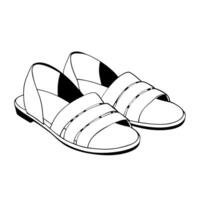 sandals, illustration line art vector