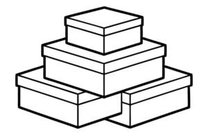 3 boxes stock on top of each other, illustration line art vector
