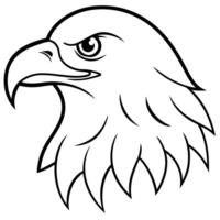 eagle left-facing head to art in white background, illustration line art vector