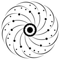 a circular design of black dots forms a spiral pattern on a white background the dots decrease in vector