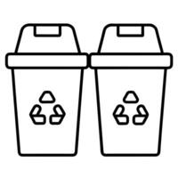 trash sorting icon a sleek, outlined icon showing two different bins with waste symbols, vector