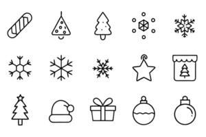 christmas 20 thin line icons set clean and smooth path on a white background, vector