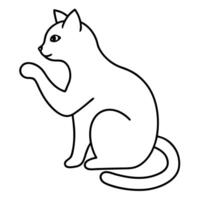 minamalistic cat sitting and trying catch sth with her paw, illustration line art vector