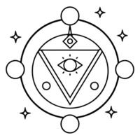 emotional alchemy symbol in a starry universal way, illustration line art vector