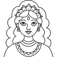 a coloring page of an lady burge with mandala patterns on its head and body, with no color just vector