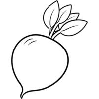 a coloring page of an food radish with no color just black lines, illustration line art vector