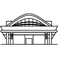 a transportation hub with sleek lines and interconnected structures, illustration line art vector