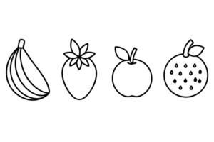 4 difference icon of a fruits line art on white background, illustration line art vector
