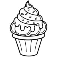 a coloring page of icecream only in black and white the style should be bold and outlined with vector