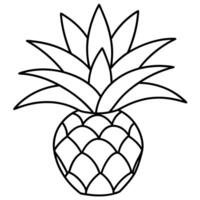 a coloring page of an pineapple plant with no color just black lines, illustration line art vector