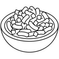 a coloring page of an food ziti with no color just black lines, illustration line art vector