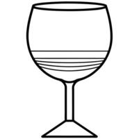 precis section profile of wineglass orthogonal front view, illustration line art vector