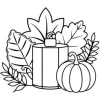 autumn decoration background with pumpkin, orange leaves, gift box copy space text, 3d rendering vector