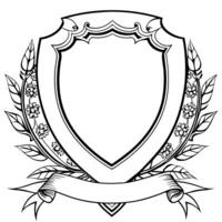 a shield with an empty space for the inscription in the center, illustration line art vector