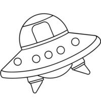 a coloring page of an space spacecraft with no color just black lines, illustration line art vector