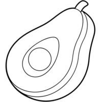 a coloring page of an food avocado with no color just black lines, illustration line art vector