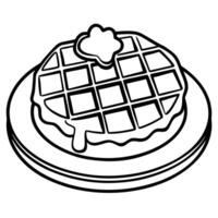 waffles with syrup and butter, illustration line art vector