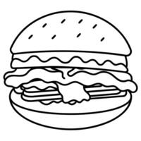 filtered image of an unhealthy beef burger with bacon and cheese in soft focus, illustration vector