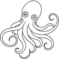 a simple coloring page drawing a sea octopus with intricate pattems on its shell such as circles vector