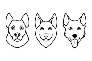 4 difference icon of a dog head line art on white background, illustration line art vector