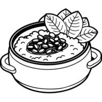 a brazilian feijoada, served in a traditional black bean stew with pork, beef, and sausages, vector