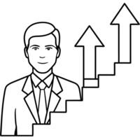 a detailed career path infographic with milestones and upward arrows, illustrating the journey of vector