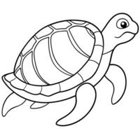 a simple coloring page drawing of a sea turtle with intricate patterns on its shell, such as vector