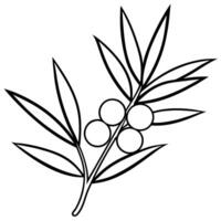 3d rendering of dynamic sea buckthorn silhouette line art, illustration line art vector