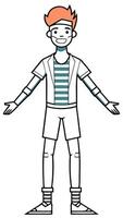 person with arms out to sides, with a plaster cast on right arm and plaster cast on left leg, a vector
