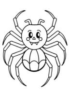 a coloring page of an halloween arachnids with no color just black lines, illustration line vector