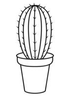 cactus in a pot, cb, large details, illustration line art vector