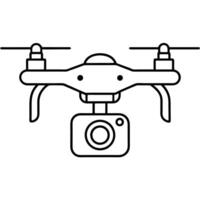 a drone camera on white background, illustration line art vector