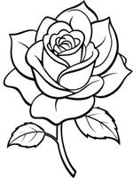 a basic rose with large, smooth petals and a bold outline cartoon type, illustration line vector