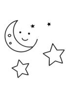 a collection of small stars scattered around one larger star, containing a happy face separately a vector