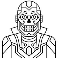 evil artificial intelligence - 3d illustration of red skull faced male robot figure with abstract vector