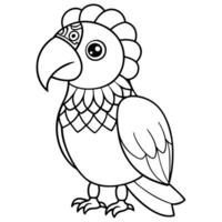 a coloring page of an cute macaw bird with mandala patterns on its head and body, with no color vector