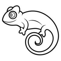a stylized icon of a chameleon, focusing on its curled tail and distinctive eye, vector