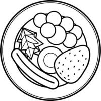 breakfast with sausages, eggs and potatoes with vegetable salsa and golan sauce healthy and tasty vector
