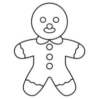 coloring page, bold line art, christmas gingerbread man with icing details and buttons, vector