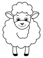 smiling sheep bold outline black and white full seeable for kids good to color, illustration vector