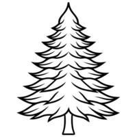 a clean, sharp outline of a cedar tree with needle-like leaves, illustration line art vector