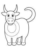 alphabet o with ox coloring worksheets, illustration line art vector