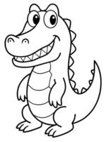smiling crcodile bold outline black and white full seeable for kids good to color, vector