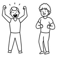 on the left is a confident and joyful winner, and on the right is a discouraged and painful loser, vector