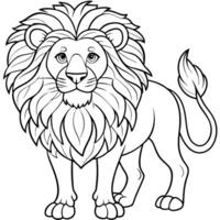 a coloring page drawning style like of lion with pattern well defined inside black and white the vector