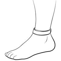 ankle bracelet with leg to knee, illustration line art vector