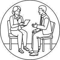 career counseling for rehabilitation on white background no need outline circle, vector